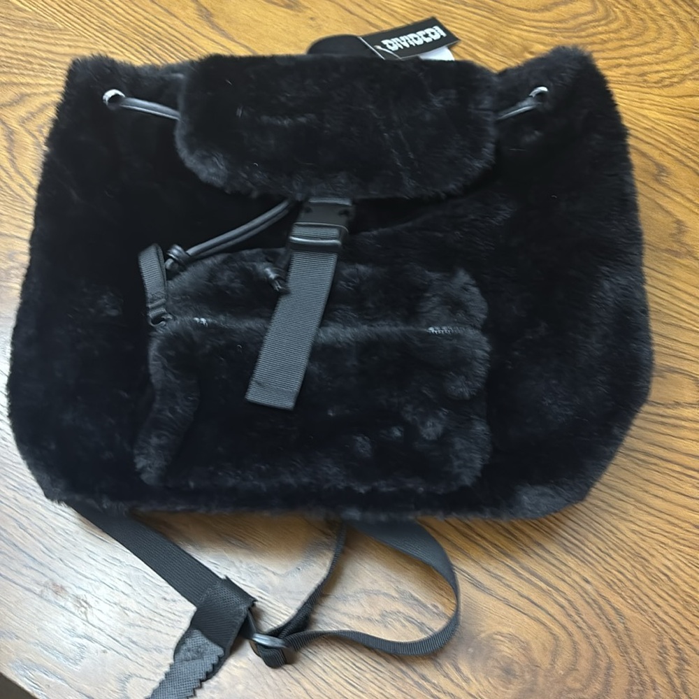 BNWT H & M Divided Black Faux Fur Bag